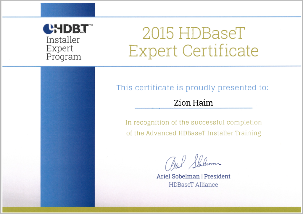 HDBaseT Expert Certified Installer
