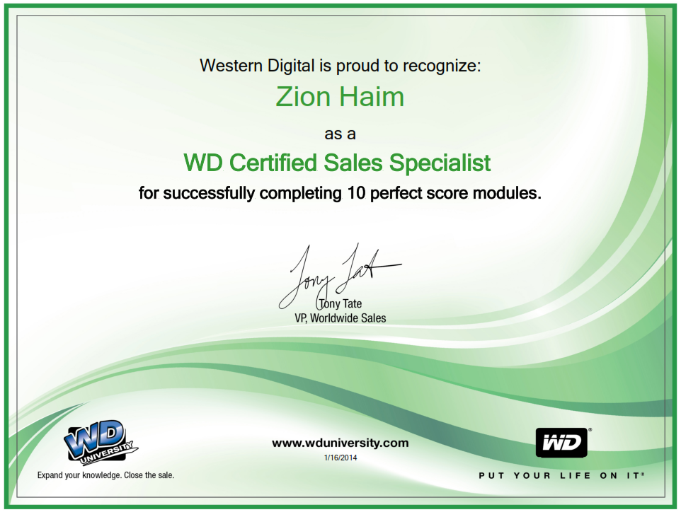 Western Digital Certified Sales Specialist